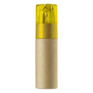 Färgpennor - Cylinder - Gul, 6 pennor färg Gul 